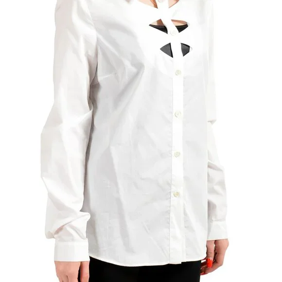 Viktor & Rolf Women's White Embellished Long Sleeve Blouse Top US L IT 44